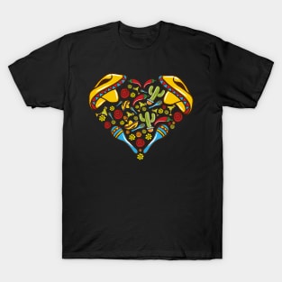 Cinco de Mayo Heart Love Mexico Latino Mexican Mexicano T-Shirt